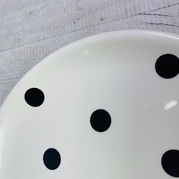 Coastline Imports White Black Polka Dots Earthenware 8" Round Plates Set of 4 - Picture 12 of 16